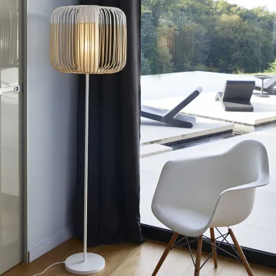 Warm Lighting Standing Lamps Bamboo Rattan Floor Lamp for Living Room