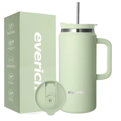 Vacuum Insulated Stainless Steel Dual Drink Lid Wide Mouth Camping Gym 64oz Big Capacity Water Tumbler Custom