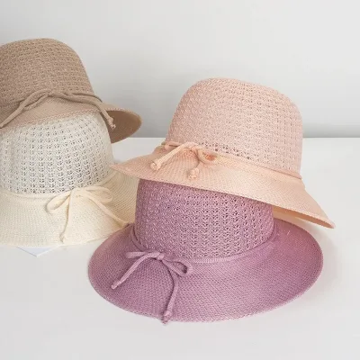 Hats for Women Summer Braided Beach Hat Solid Color Shade Lady Visor 6cm Brim Hat Travel Vacation Accessories