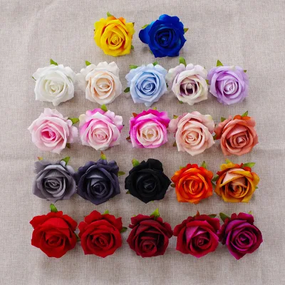 Wholesale Popular 7cm Rose Flower Head Silk Velvet Roses Flower Silk Rose Heads for Cawell