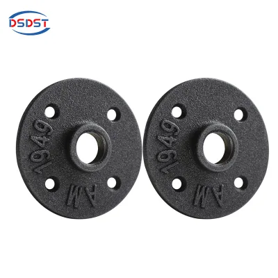 DSDST AM 1949 Malleable Cast Iron Black Floor Wall Flanges for Industrial-style Furniture and Loft Applications
