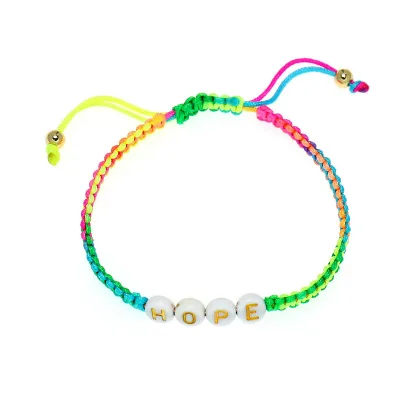 handmade multi color Bohemia rope woven bracelet pearl initial beaded fruit beads adjustable bracelet with tassels in the end