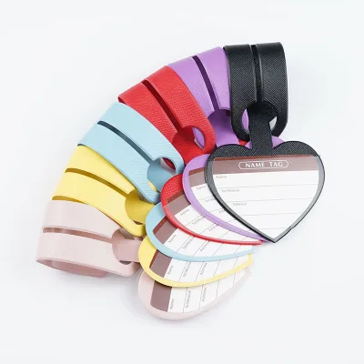 Custom Logo Heart Shape Pu Leather Luggage Tag Support Small Order