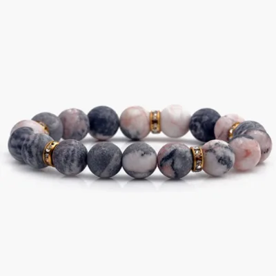 Hot Selling 10Mm Natural Stone Frosted Stone Pink Beaded Women Yoga