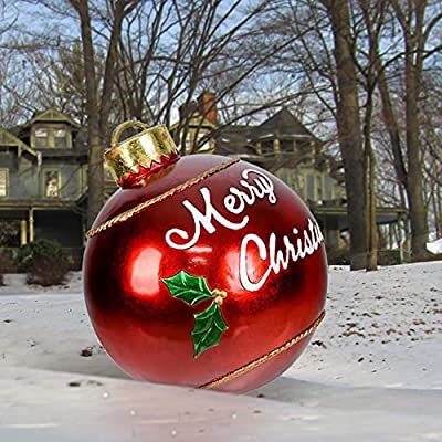 Decorative Christmas Inflatable Ball Attractive PVC Xmas Party Inflatable Ball Toy Garden Decor - 1 (red, 12)