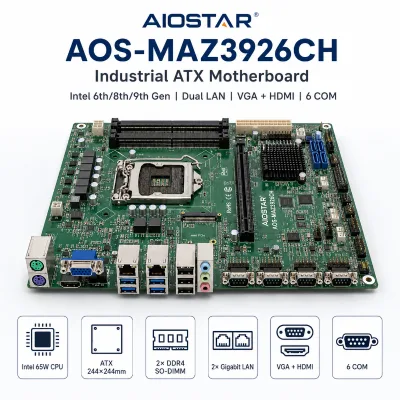 Factory Supply Intel Z390 LGA1151 Industrial ATX Motherboard 6th 8th 9th Gen I3 I5 I7 6 COM Dual LAN for POS Kiosk