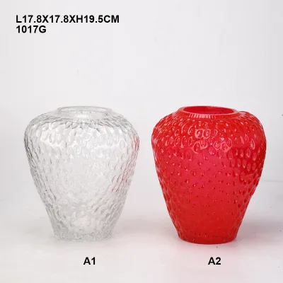 Strawberry Vase, Small Fresh Flower Vase for Centerpieces | Cute Tabletop Decor for Living Room, Kitchen, Shelf, Strawberry