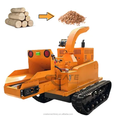 6 Inch Small Wood Crusher Control Crawler Track Walking Wood Chipper diesel Mobile All Terrain Log Branch Palm Wood Chipper