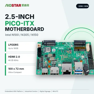 OEM ODM New Double SATA 2.5 Inch Industrial Motherboard Intel N100 LPDDR5 16GB for 4K LVDS EDP M.2 Embedded X86 Mainboard
