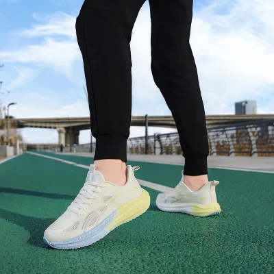 Athletic Breathable Mesh Words Sport Shoes Light Weight Soft Running Shoes Cheap Factory Wholesale Discounted Sports Shoes