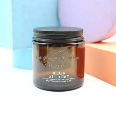 Custom 4Oz 8Oz Apothecary Matte Amber Unique Wholesale Luxury Glass Candle Jars With Metal Lid