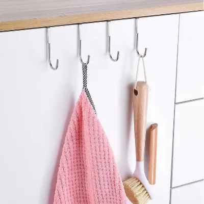 YOTO Double Hook Hanger Multi-Functional Seamless Nail-Free Door for Bedside Cabinet Kitchen Storage Hook Rack