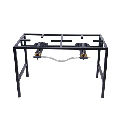 Portable Camping Stove Double Burner LPG Gas Cooker with Stand Frame for Outdoor Household Backyard Picnic Catering Use