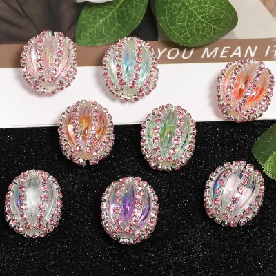 Cross-border Flash Rhinestone Chain Pumpkin Bead with Inner Bead Translucent Colorful Rhinestone Ball Phone Chain Beads