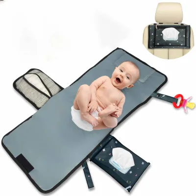 XL Anti-Slip Changing Mat Go Small Size Diaper Bag Organizer Wipe Compartment Polyester Material for Baby & Toddler