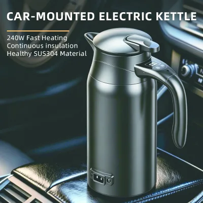 Portable 0.8L 12V/24V Stainless Steel Intelligent Heating Kettle Digital Led Temperature Electric Kettle for Car