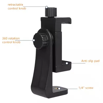 Wholesale Vertical Horizontal Rotates Adjustable Mobile Smartphone Holder Mount With 1/4" Interface Mobile Phone Clip