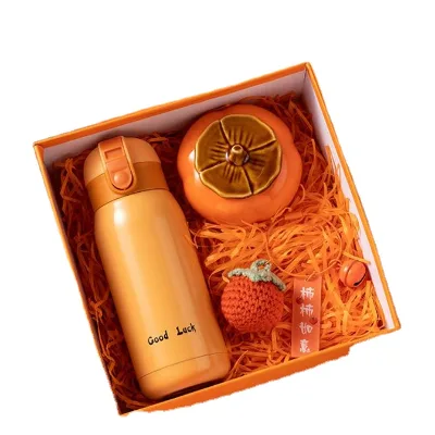 Orange Style Autumn Gift Sets for Women for Christmas Back to School & Graduation Featuring Vacuum Cup & Note Book