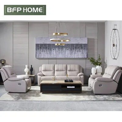 BFP High End White Genuine Leather Functional Recliner Sofa Set Modern Living Room Sofas Office Leisure Sofa Set Furniture