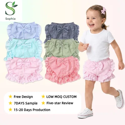 Verified Manufacturer Children Short Trousers Breathable Grid Prints Spandex Nylon Kids Short Pants Girls Shorts Odm