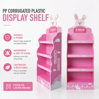 Custom Portable Retail Drink Beverage Rack Corrugated Plastic Display Stand Easy Assembly Promotional Food Grade UV Resistant