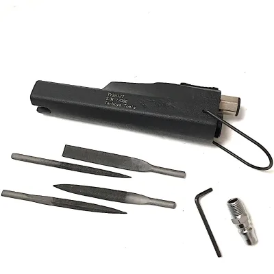 TY26137 Pneumatic File Set Comes With Flat Cut, Half-round, Round, and Triangular Files to Accommodate a Variety of Surfaces