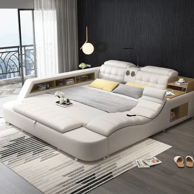 Wholesale Modern Leather Smart Beds Multifunctional Bed Intelligent Bed With Massage Storage King Size