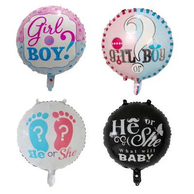 Baby Gender Reveal 18 Inch Round Ball Boy or Girl Aluminum Balloon Boy or Girl Reveal Balloon