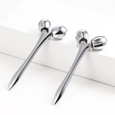 Private Label Silver V Face Anti-Aging Skin Roller Handheld Mini Y Shape Facial Massager for Slimming and Lift