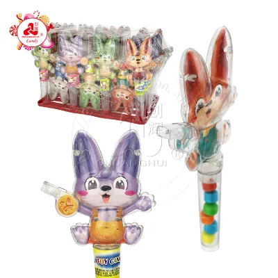 Cartoon fox shaped toy candy with whistle