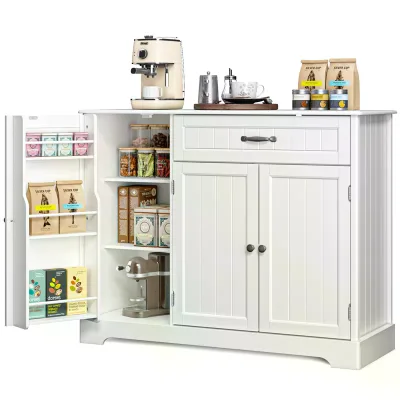 Stylish and Functional 33" Kitchen Pantry Featuring a Three-door and One-drawer Design Elegant Finish Kitchen Pantry