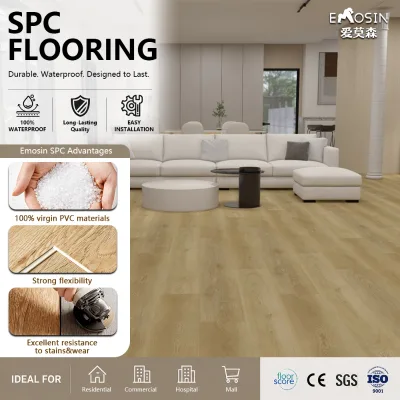 Waterproof SPC Plank Waterproof Mineral Core for Commercial Space Heavy Duty SPC Stone Polymer Flooring