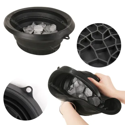 Built-in Ice Tray Face Cold Plunge Bowl Foldable Silicone Ice Bath for Skincare Puffiness Relief