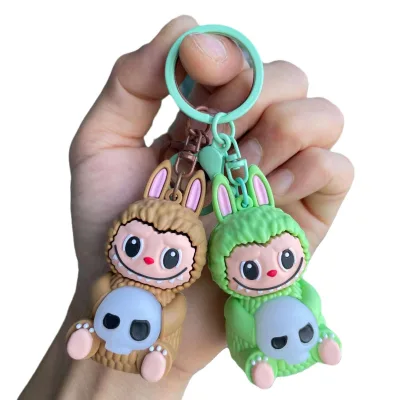 Wholesale Labubu Skeleton Style Illuminated Keychain Bag Pendant Car Key Claw Doll Machine Small Gift