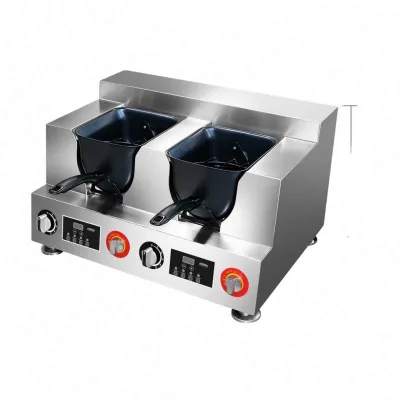 Meat 110V/220V Gas/Electric Heating Stainless Steel U-shape Automatic Cooking Wok Machine 1kg Capacity Fried Noodles Meat