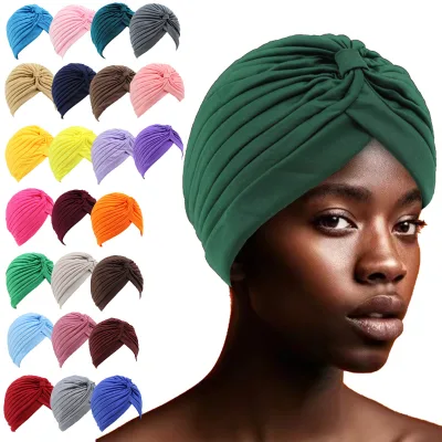 Europe and United States Hot Selling Solid Color Indian Style Women's Joker Bag Head Cap Adult Flat Cloth Striped Base Cap