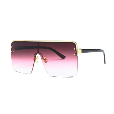 2022 New Luxury Oversized Half Rimless One Piece Sunglasses for Men Women