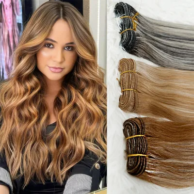 Gold Wavy High Quality 3 Synthetic Hair Bundles with Closure Hot Sell Synthetic Hair Extension with a Little Closure