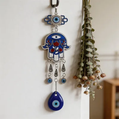 Blue Eye Palm Fatima Glass Wall Key Chain Pendant Decoration
