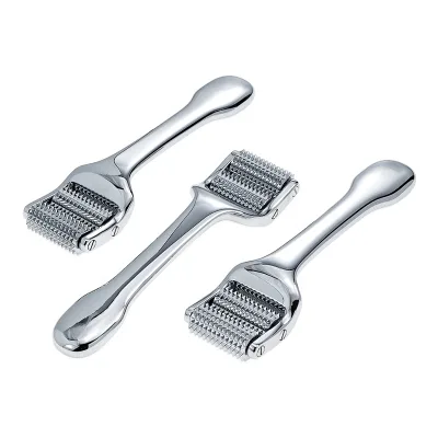 Custom logo Beauty Skin Care Silver Stainless Steel 192 Derma Roller Microneedle Roller for Face