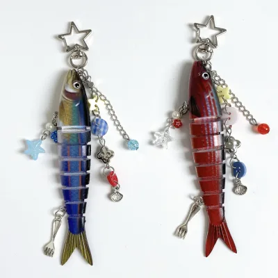 Fish Keychain Fashion Multijoint Marine Fish Bag Charm Pendant Hot Sale Novelty Ocean Animal Key Holder for Bag Decoration