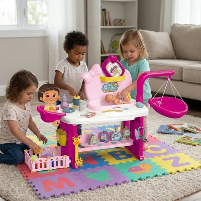 71PCS Plastic Simulated Nursing Table Set with Sound and Light Battery Powered Baby Care Education Puzzle Toys