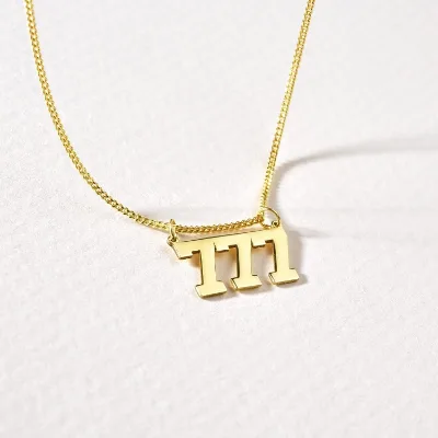 Custom Double Hole Stainless Steel Angel Number Necklace 777 Good Luck Necklace 18k Gold Plated Stacking Jewelry