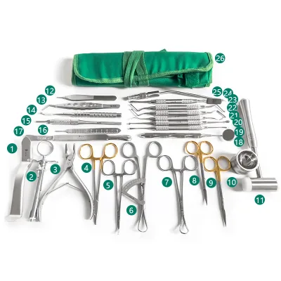 Dental Implant Kit Oral Implant Instruments 26-Piece Set Curettes Periosteal Elevators Bone Chisels Oral Materials Model