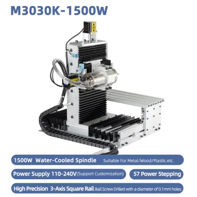 JS-3030 1.5KW 3-Axis High-Speed Desktop CNC Router Gearbox High Rigidity Wood/Metal/Acrylic Cutting | Automatic CNC Side