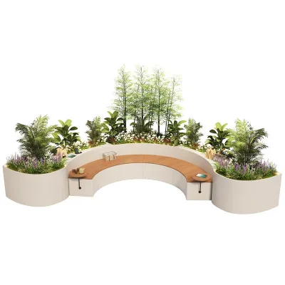 Flower Box Outdoor Courtyard Balcony Bench Set Terrace Garden Seating Planter Box Custom-Shape Design Movable Modern Minimalist