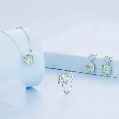 High Class Europe S925 Anniversary Sterling Silver Diamond Necklace Engagement Gift Jewelry Sets