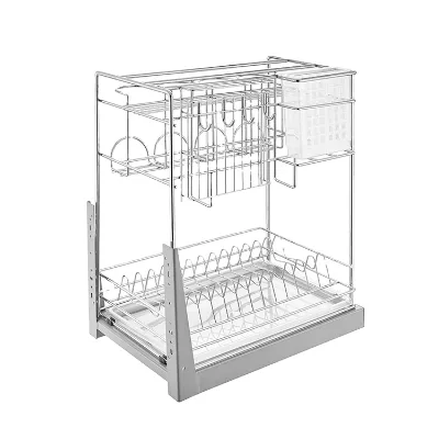 Multifunctional Pull-Out Drawer Wire Storage Basket for Kitchen Sliding Cabinet Organizer