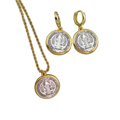 Fashion St. Benedict Religious Necklace Faith-inspired Pendant Jewelry for Spiritual Wear