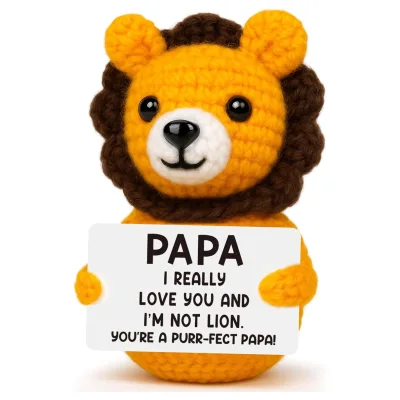 Funny Crochet Lion Grandpa Gifts From Grandkids Birthday Christmas Stocking Stuffers Present From Grandson Papa Ever Gift